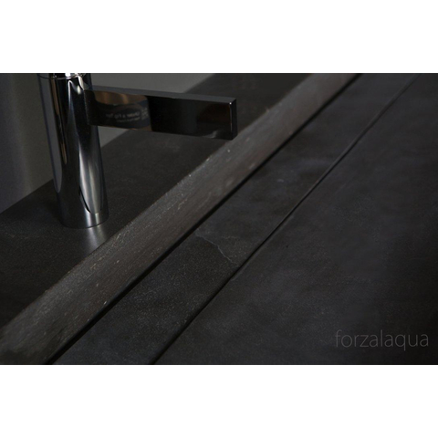 Forzalaqua Stockholm wastafel - 120.5x51.5x9cm - 2 kraangaten - hardsteen gezoet (zwart) SW67786